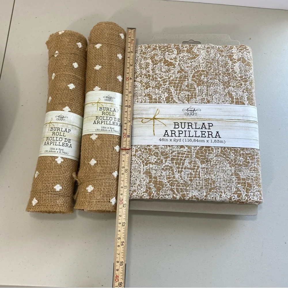 Craft Project Jute Burlap Floral Roll 12in x 3yd Bundle Set Tan Brown 46in X 2yd